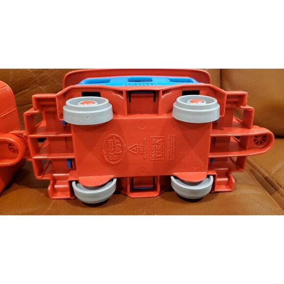 21 Inch Green Toys Train Set Engine Flat Bed Caboose 2 Bear Conductors USA - Picture 10 of 14